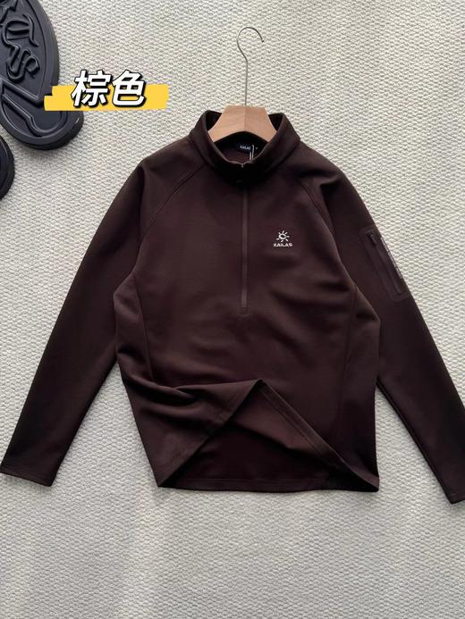 F030145男款立领半开胸内胆半拉链吸湿排汗保暖户外登山徒步上衣 商品图2