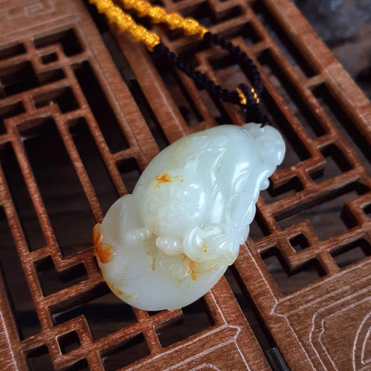【天然正品】天然新疆籽料细腻油润度佳耄耋富贵（福寿绵延）和田玉吊坠项链45.5*24.6*14.0MM（皆取最大值）170126NJS70 商品图6
