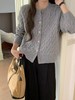 F030152灰色麻花毛衣外套女新款韩版宽松慵懒风软糯针织开衫 商品缩略图2