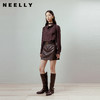 NEELLY纳俪商场同款春季新款复古摩登高腰A字皮裙女深棕简约短裙N26012E01041 商品缩略图0