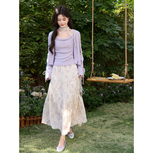 鹿向南「鸢紫花开」紫色针织衫时尚百搭短款背心 商品图1