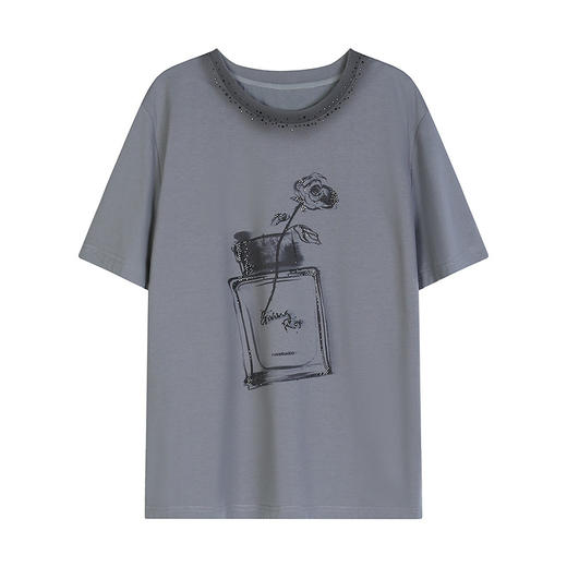 NEELLY纳俪商场同款夏季新款圆领印花短袖T恤女减龄透气感上衣N26044T04550 商品图3