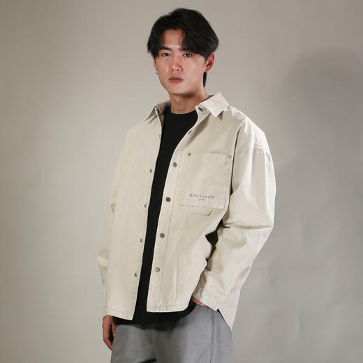 DRONKOO 2026 翻领左胸单贴袋字母印花中厚衬衣外套 商品图2