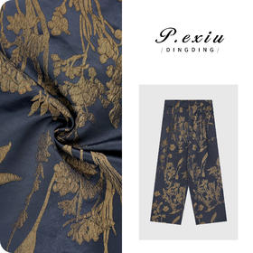 人丝新中式国风刺绣暗纹高级感直筒休闲裤 W-63776-1