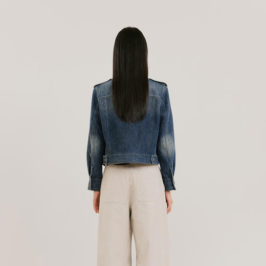 NEELLY纳俪商场同款春新款时尚休闲正肩牛仔外套女直筒利落短上衣N26021C01060 商品图1