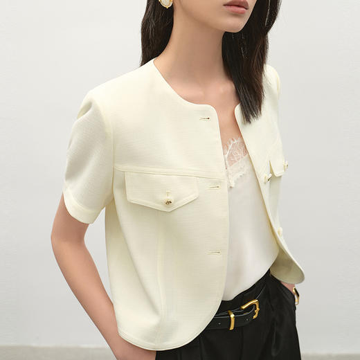 NEELLY纳俪商场同款夏季新款法式气质简约短外套女时尚通勤上衣N26044C04521 商品图2