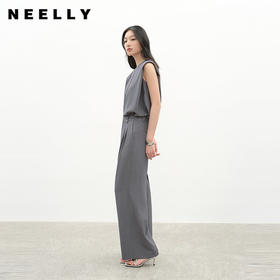 NEELLY纳俪商场同款夏季新款气质通勤套装女经典灰色系背心两件套N26044Z04544