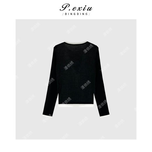 04-6潘依绣丁丁宠粉小众设计感假两件撞色百搭亲肤长袖T恤 SH98116 商品图2