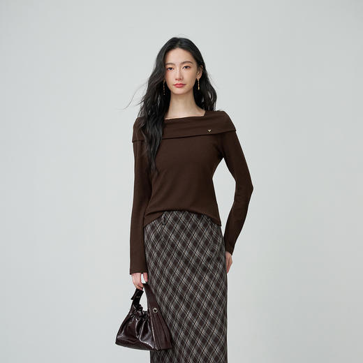 NEELLY纳俪商场同款春季新款时髦修身设计感针织衫女显瘦亲肤上衣N26014R07702 商品图3