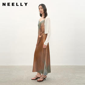 NEELLY纳俪商场同款夏新款简约性感吊带连衣裙女压褶收腰晕染长裙N26044Y04530