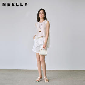 NEELLY纳俪商场同款夏季新款时尚休闲舒适短裤女简约高腰直筒短裤N26044H04578