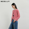 NEELLY纳俪商场同款春季新款时尚撞色条纹长袖T恤女休闲百搭上衣N26011A01007 商品缩略图0