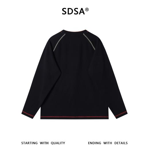 26T51SDSA男装2026新款潮牌街头风明线长袖撞色明线宽松圆领T恤 商品图5