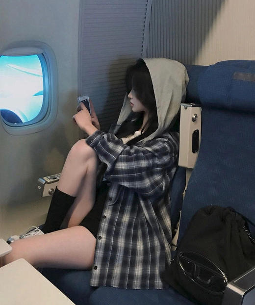 韩国Bellide拼接格子连帽衬衫 商品图3