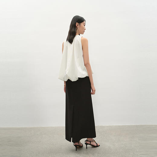 NEELLY纳俪商场同款夏新款简约廓形半身裙女通勤后开叉直筒A字裙N26044E04551 商品图1