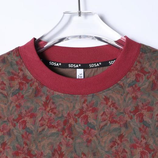 26T95SDSA男装2026新款植物花卉满印长袖T恤撞色罗纹领宽松圆领打底衫 商品图3