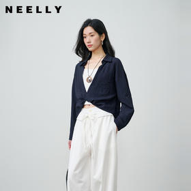 NEELLY纳俪商场同款春季新款气质通勤假两件衬衫女休闲松弛感上衣N26024B04517