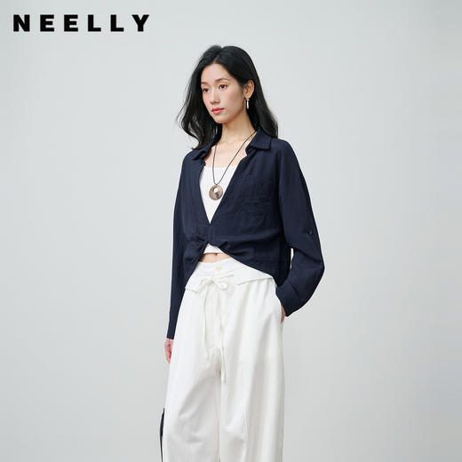 NEELLY纳俪商场同款春季新款气质通勤假两件衬衫女休闲松弛感上衣N26024B04517 商品图0