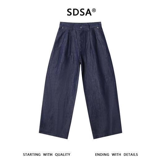 SDSA男装2026新款日系复古丹宁裤重磅牛仔宽松打褶长裤 商品图0