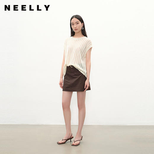 NEELLY纳俪商场同款夏季新款复古休闲显瘦短裤女百搭通勤裙裤N26054H04416 商品图0