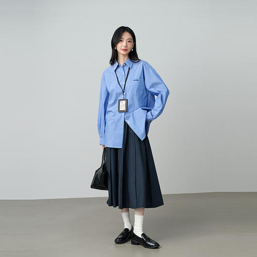 NEELLY纳俪商场同款夏季新款百搭垂感高腰A字裙女随性松弛长裙N26044E04422 商品图3