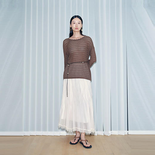 NEELLY纳俪商场同款春季新款气质褶皱半身裙女百搭高腰灵动长裙N26034E04505 商品图2