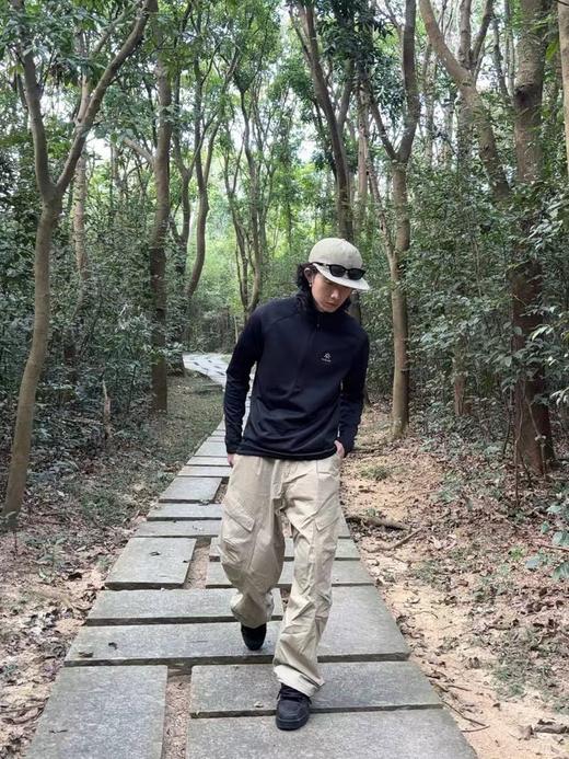 F030145男款立领半开胸内胆半拉链吸湿排汗保暖户外登山徒步上衣 商品图10