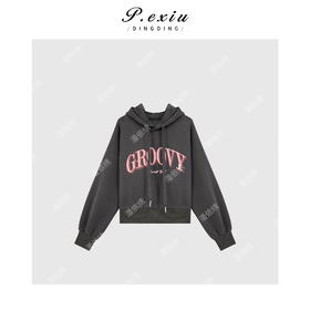  A008潘依绣丁丁宠粉韩系休闲慵懒风连帽卫衣Q3647