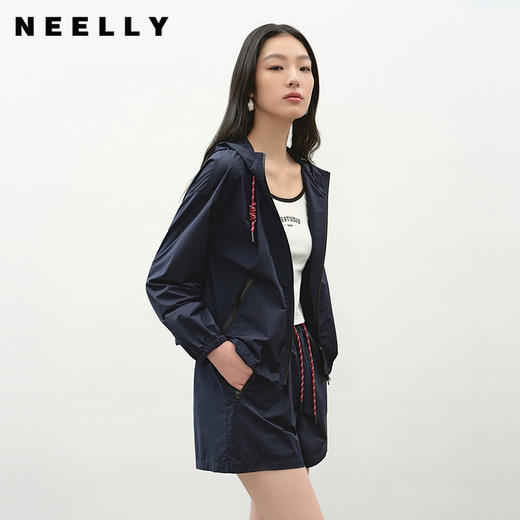NEELLY纳俪商场同款夏季新款运动风时尚套装女休闲连帽上衣两件套N26044Z04408 商品图0