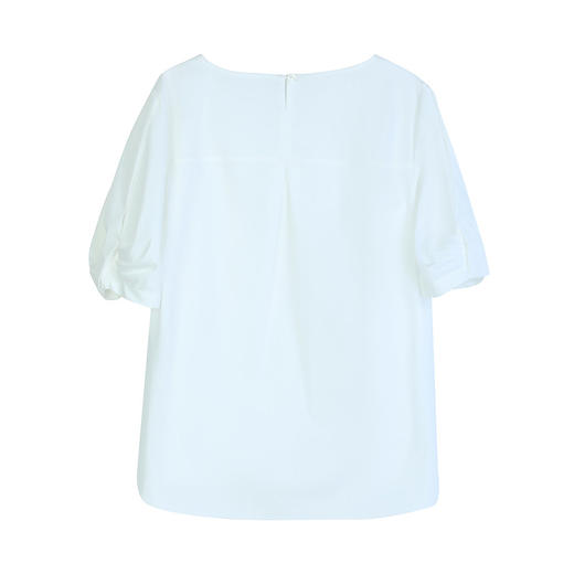 NEELLY纳俪商场同款夏季新款简约圆领五分袖衬衫女百搭透气上衣N26044R04534 商品图3