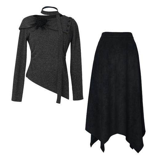 NEELLY纳俪商场同款春新款设计感精致时尚套装女针织衫半裙两件套N26014Z05505 商品图3