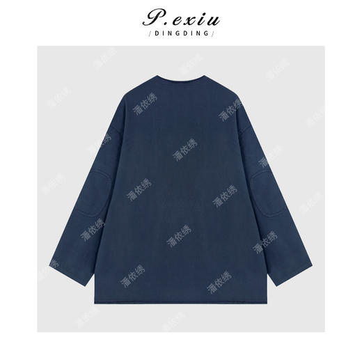 A008潘依绣丁丁宠粉100%棉减龄做旧磨破半开领长袖卫衣Q48556 商品图1