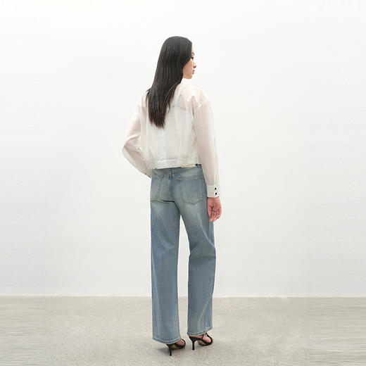 NEELLY纳俪商场同款夏季新款时髦破洞直筒牛仔裤女百搭休闲长裤N26044H04540 商品图1