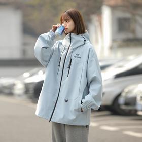 F030183日系户外斜拉链登山服冲锋衣夹克外套