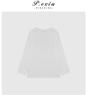 04-6潘依绣丁丁宠粉极简风软糯舒适通勤百搭精棉长袖T恤 Q5331