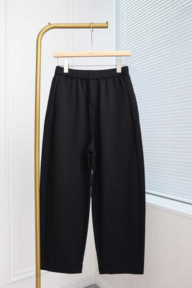 时髦风度松紧腰弯刀裤