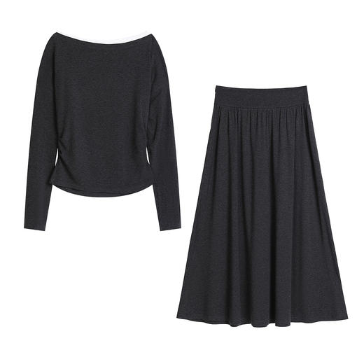 NEELLY纳俪商场同款春新款复古休闲针织套装女垂感柔润系两件套N26023Z01099 商品图3