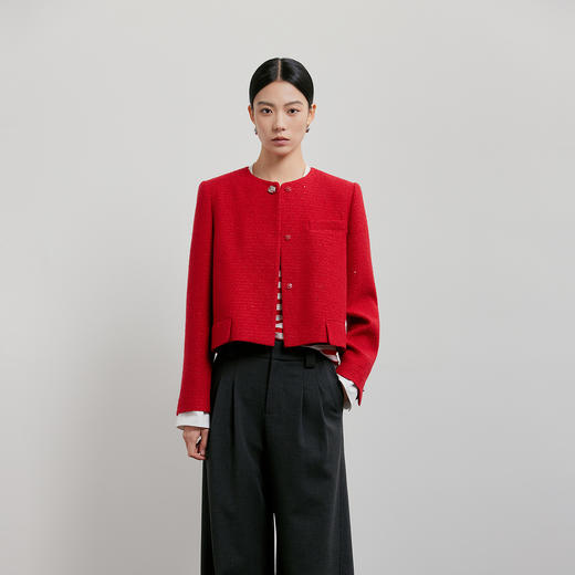 NEELLY纳俪商场同款春季新款时尚休闲百搭短外套女显白精致上衣N26011C01013 商品图1