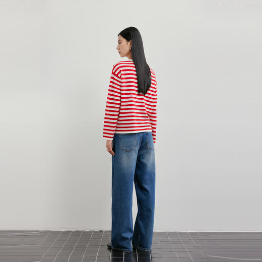 NEELLY纳俪商场同款春季新款经典直筒廓形牛仔裤女复古高腰长裤N26011H01020 商品图1