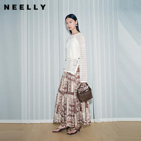 NEELLY纳俪商场同款春季新款波西米亚风休闲半身裙女百搭舒适长裙N26034E04504