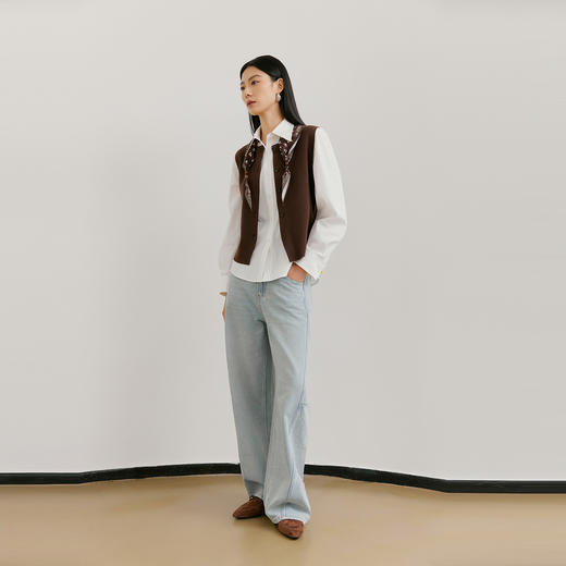 NEELLY纳俪商场同款春新款时髦高腰休闲牛仔裤女浅色宽松百搭长裤N26021H01066 商品图1