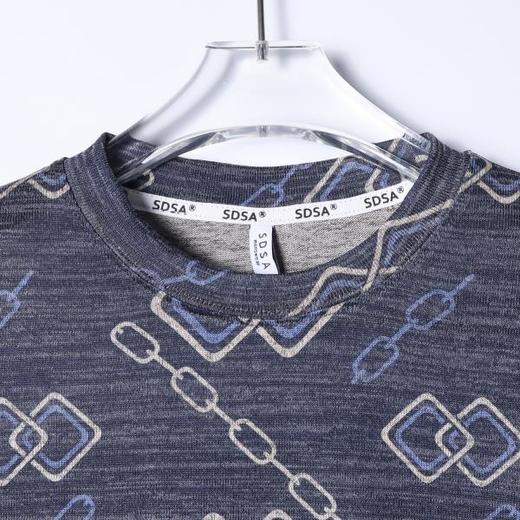 26T82SDSA男装2026新款潮牌街头风满印长袖男女同款锁链纹宽松圆领T恤 商品图2