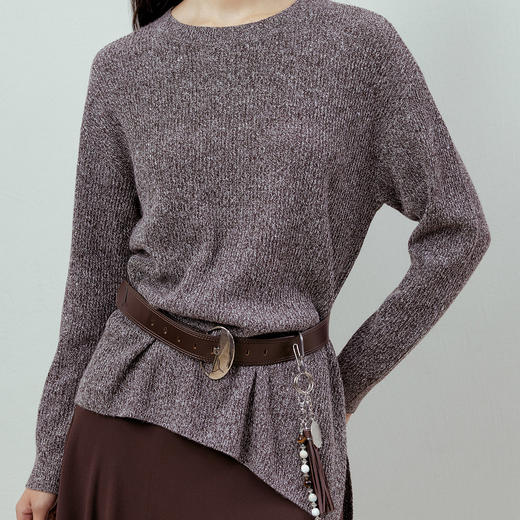 NEELLY纳俪商场同款春季新款慵懒设计感收腰针织衫女休闲纹理上衣N26012A01027 商品图2