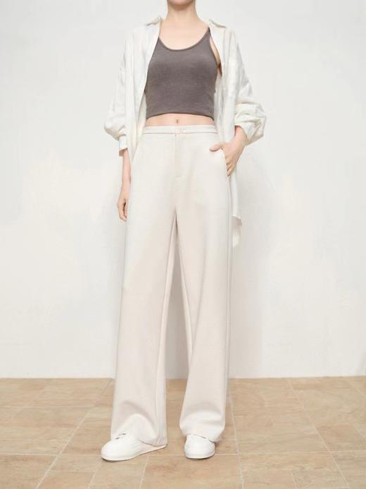 F030150春款新款显瘦一粒扣后松紧腰垂坠感窄版阔腿裤 商品图10