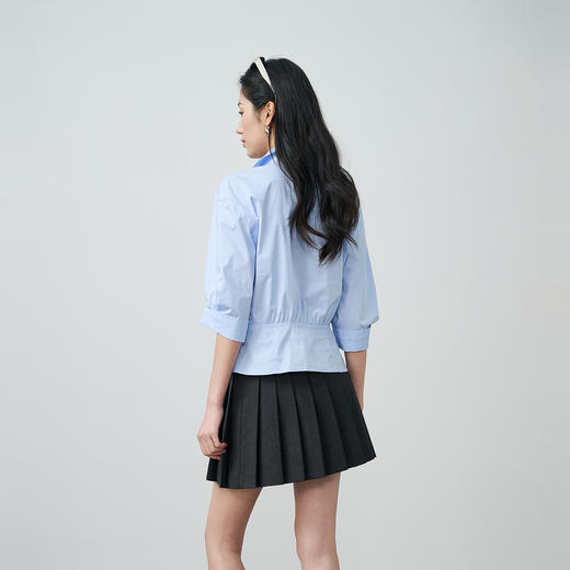 NEELLY纳俪商场同款春新款收腰显瘦设计感衬衫女随性休闲百搭上衣N26034B04516 商品图1