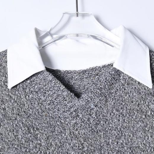 SDSA男装2026新款日系针织上衣杂点工艺衬衫领拼接宽松针织衫 商品图1