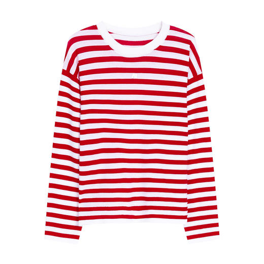 NEELLY纳俪商场同款春季新款时尚撞色条纹长袖T恤女休闲百搭上衣N26011A01007 商品图3