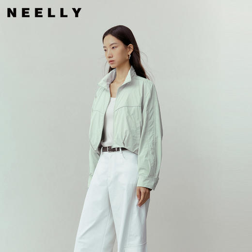 NEELLY纳俪商场同款春新款休闲清新立领短夹克女减龄休闲百搭外套N26031C01111 商品图0