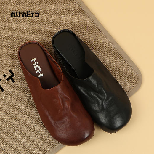 和诚行2026春季新款软底做旧包头鞋休闲百搭一脚蹬简约外穿女式拖鞋1930123 商品图4