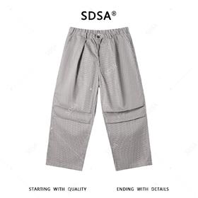 SDSA男装2026新款潮牌日系褶皱休闲裤男女同款细格纹阔腿裤